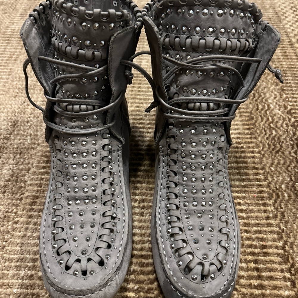 Sam Edelman Gray Studded Moccasin Boots